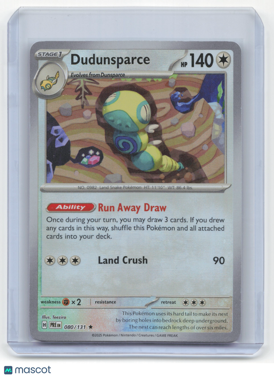 2025 Pokemon—Dudunsparce #80/131 Prismatic Evolutions—Rare Holo Masterball Near Mint