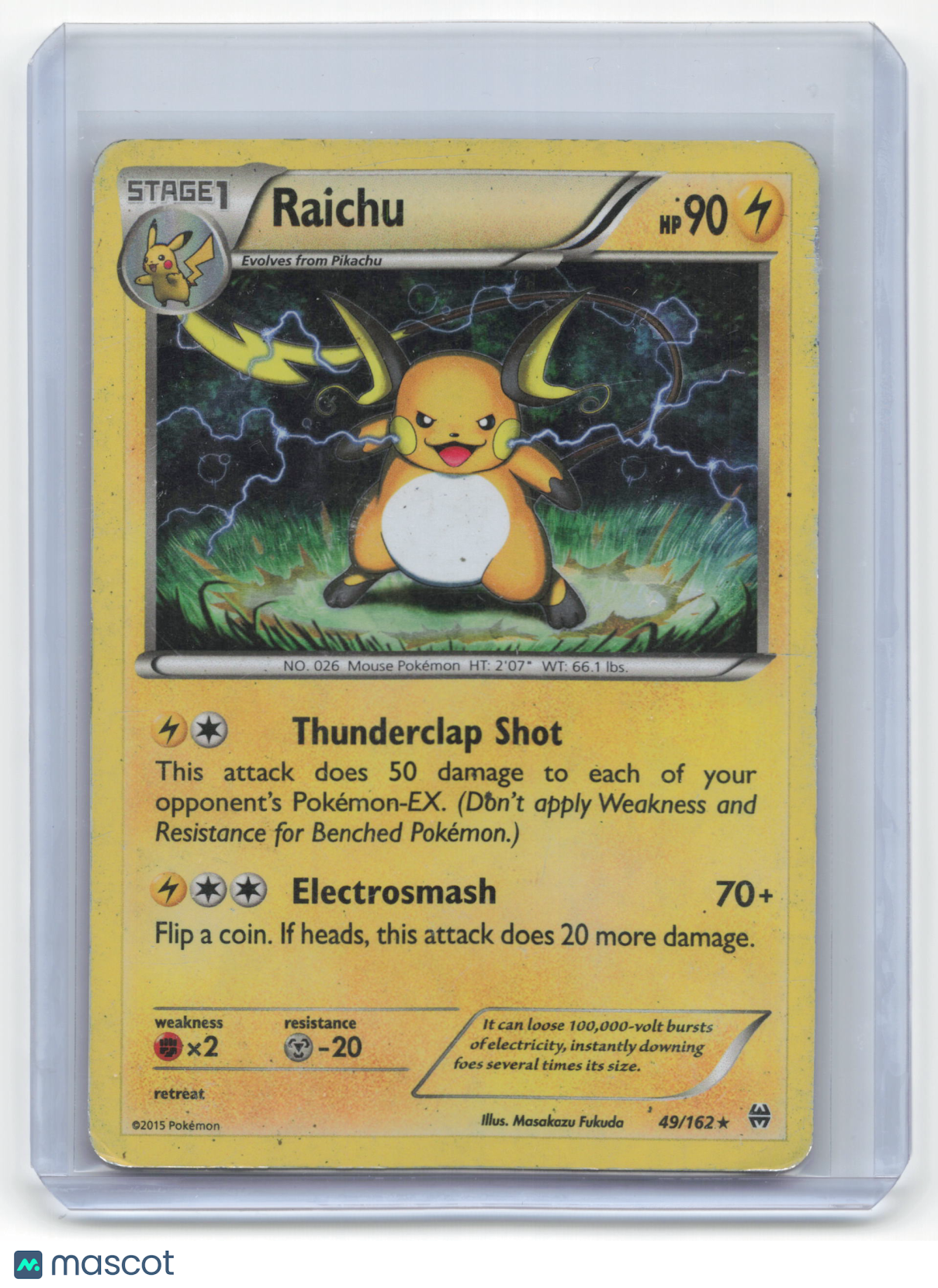 2015 Pokemon Raichu BREAKthrough #49/162 Damaged