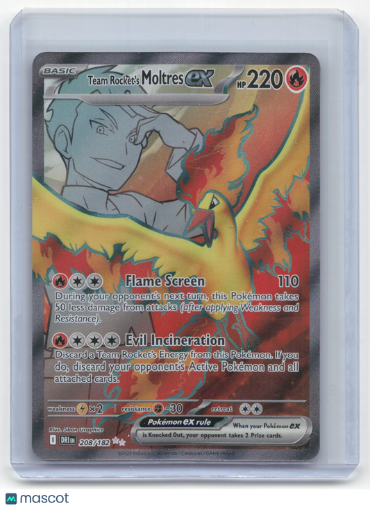 2025 Pokemon Team Rocket's Moltres EX Destined Rivals #208/182 Near Mint