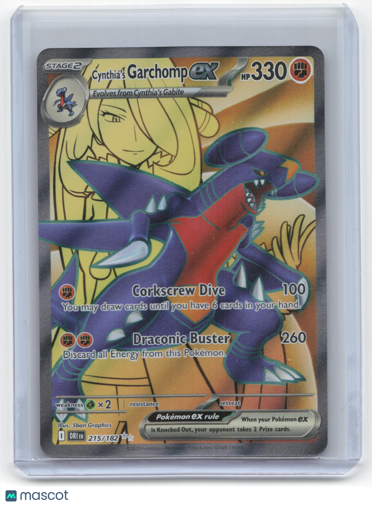 2025 Pokemon Cynthia's Garchomp EX Destined Rivals #215/182 Near Mint