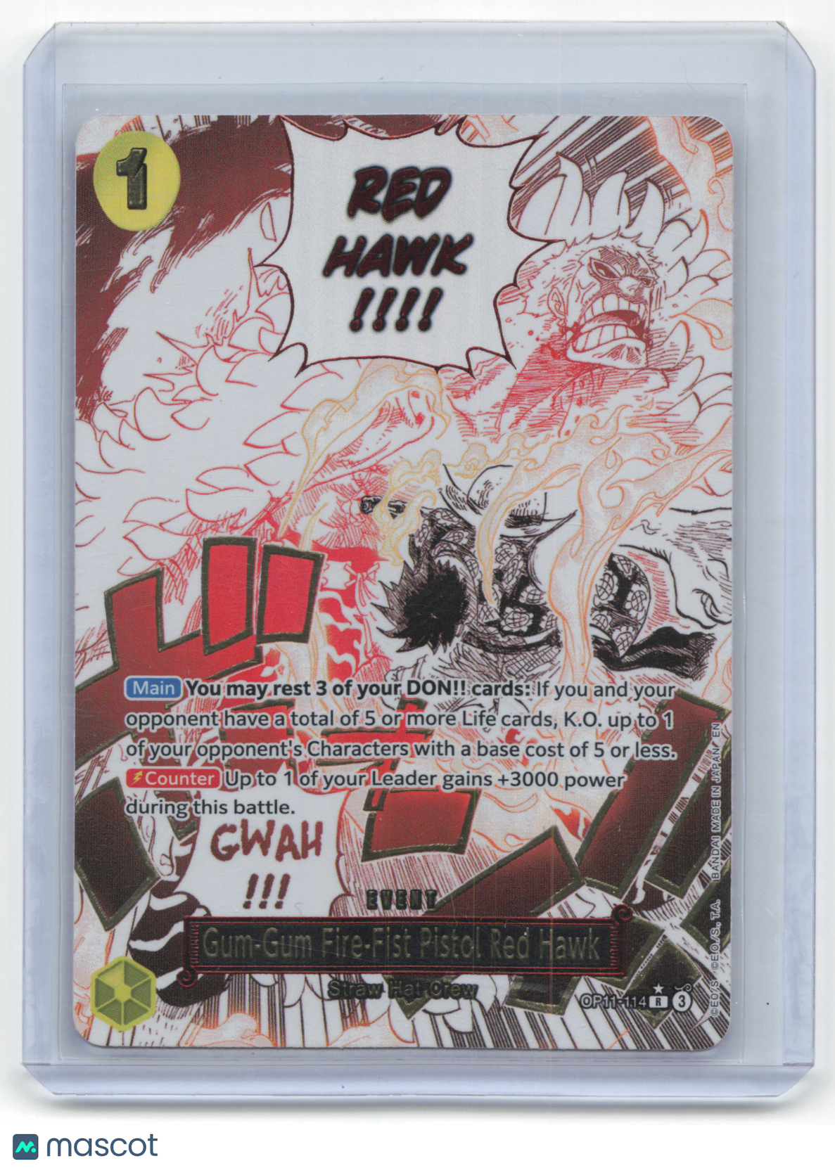 2022 One Piece Gum-Gum Fire-Fist Pistol Red Hawk A Fist of Divine Speed OP11-114