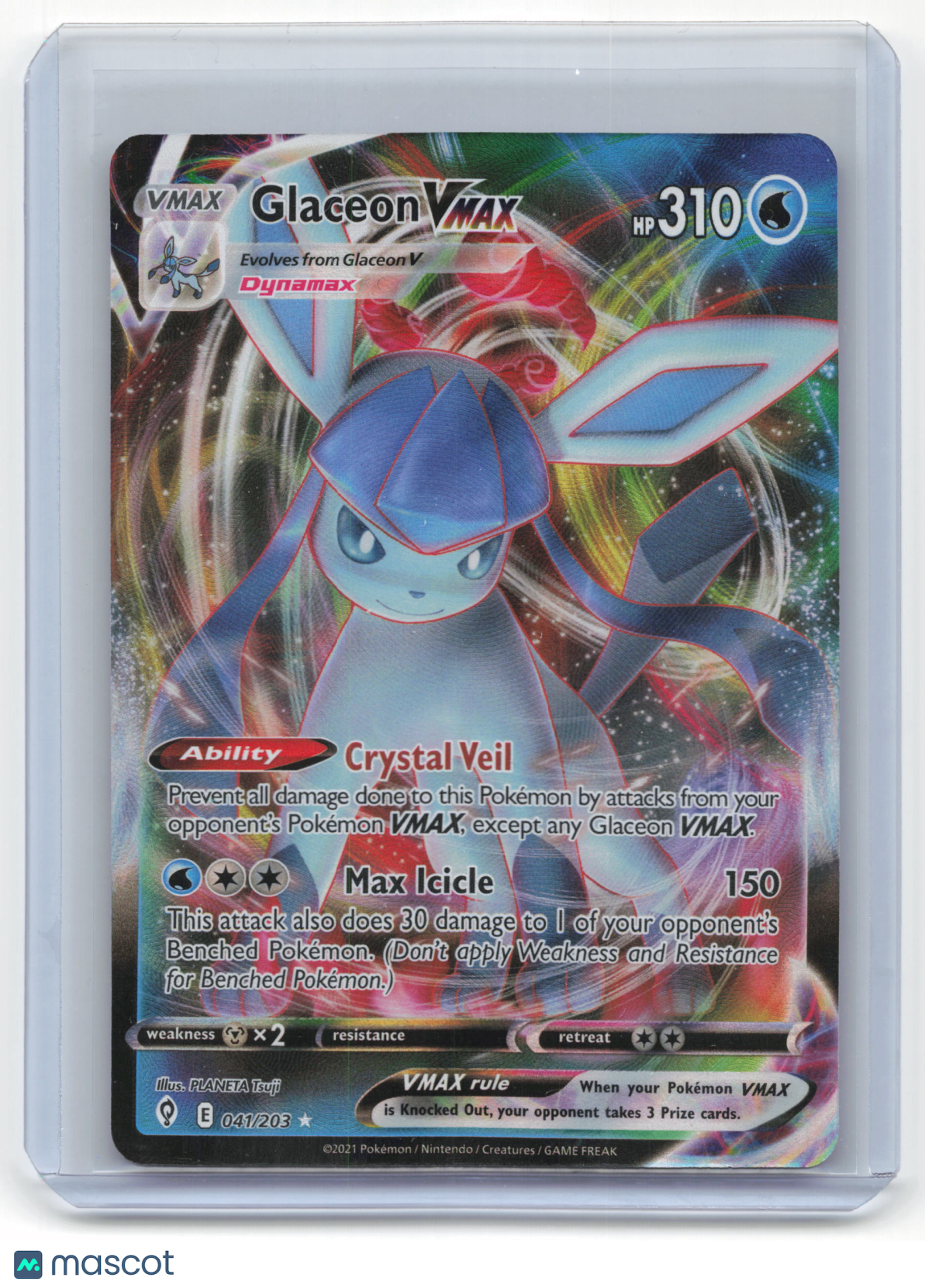 2021 Pokemon Glaceon VMAX Evolving Skies #41/203 Near Mint