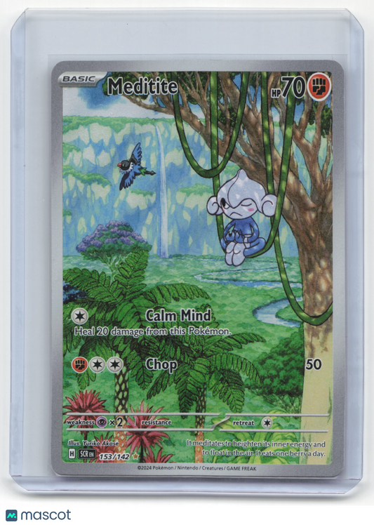 2024 Pokemon Meditite Stellar Crown #153/142 Illustration Rare Near Mint