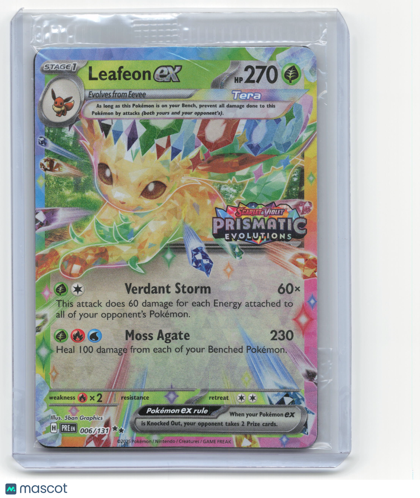 2025 Pokemon Leafeon EX Prismatic Evolutions #6/137 Set Stamp Sealed Near Mint
