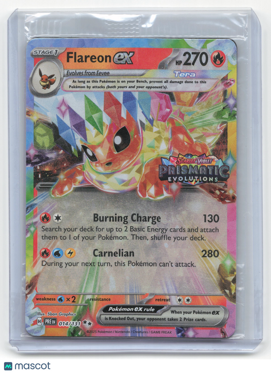 2025 Pokemon Flareon EX Prismatic Evolutions #14/131 Sealed Set Stamp Near Mint