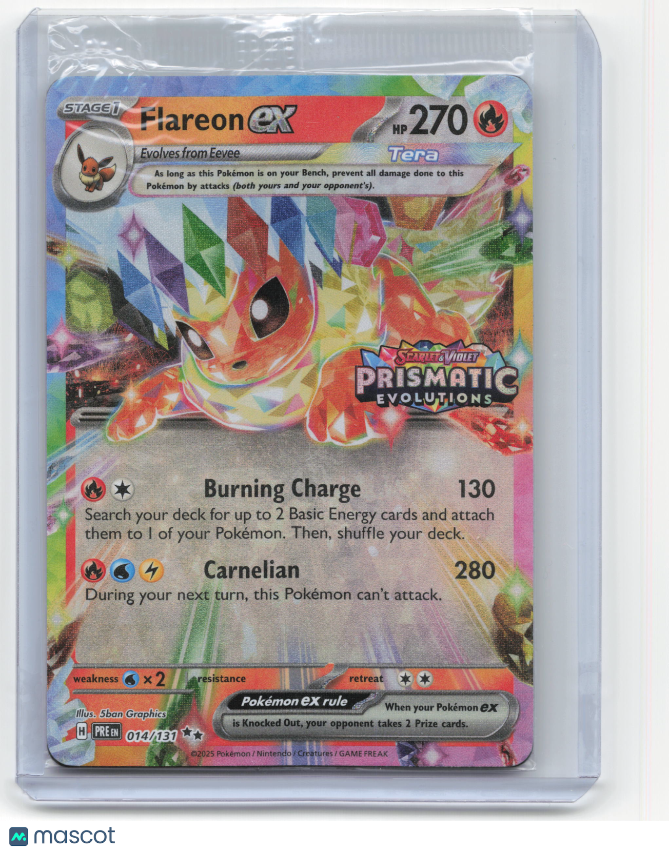 2025 Pokemon Flareon EX Prismatic Evolutions #14/137 Sealed Set Stamp Near Mint