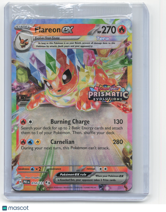 2025 Pokemon Flareon EX Prismatic Evolutions #14/137 Sealed Set Stamp Near Mint