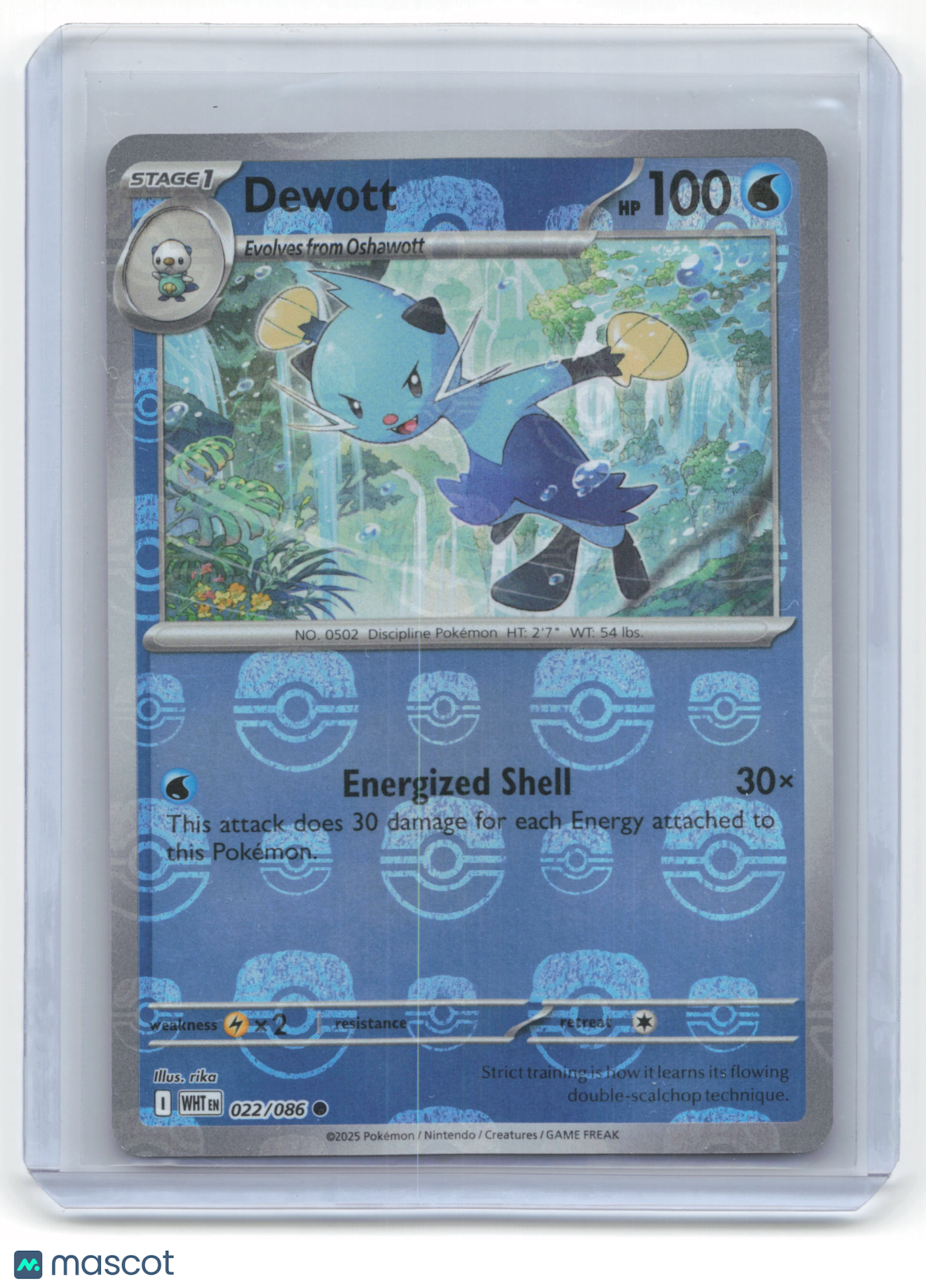 2025 Pokemon Dewott White Flare #22/86 Near Mint Master Ball