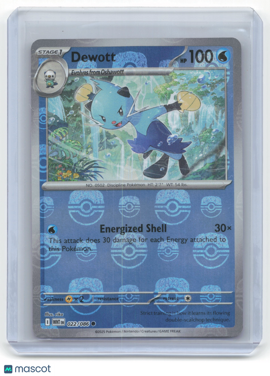 2025 Pokemon Dewott White Flare #22/86 Near Mint Master Ball
