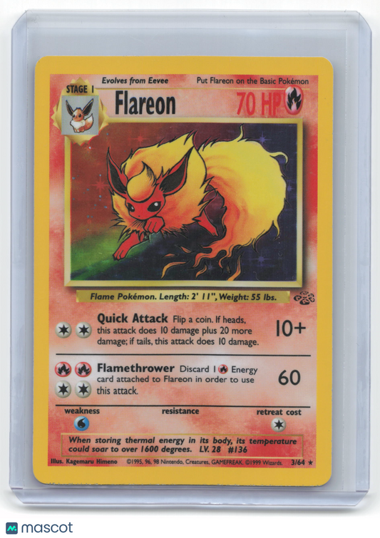 1999 Pokemon Flareon Jungle #3/64 Lightly Played