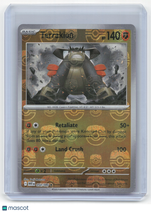 2025 Pokemon Terrakion White Flare #054/086 Masterball Near Mint