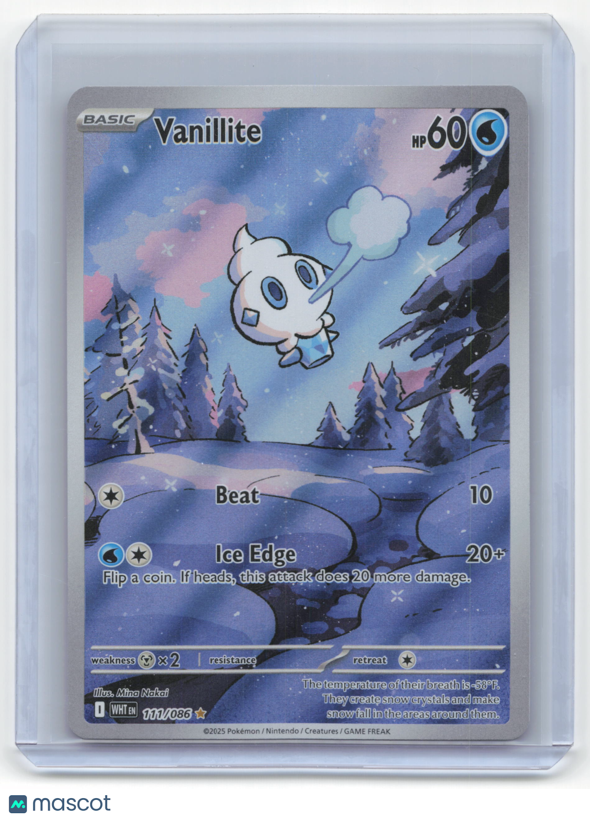 2025 Pokemon Vanillite White Flare #111/086 Illustration Rare Near Mint