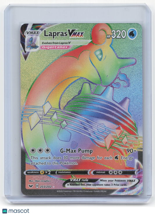 2020 Pokemon Lapras VMAX Sword & Shield #203/202 Near Mint