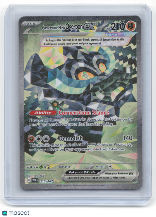 2024 Pokemon Cornerstone Mask Ogerpon EX Twilight Masquerade #215/167 Near Mint
