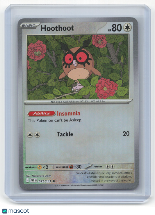 2025 Pokemon Hoothoot Prismatic Evolutions #77/131 Near Mint [MASTERBALL]