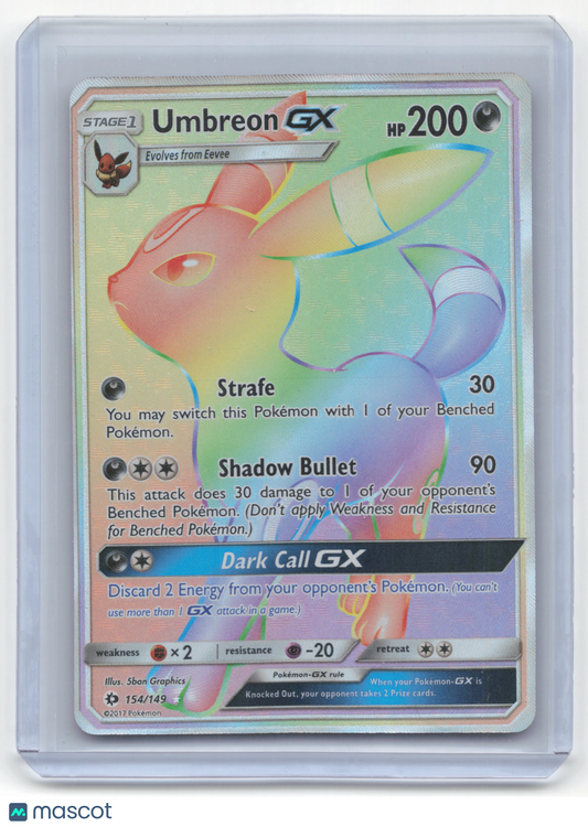 2017 Pokemon Umbreon GX Sun & Moon #154/149 Near Mint