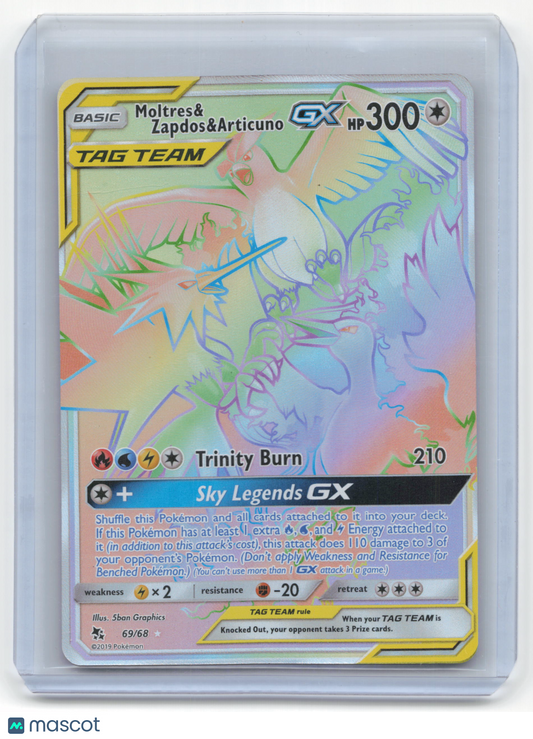 2019 Pokemon Moltres & Zapdos & Articuno GX Hidden Fates #69/68 Near Mint