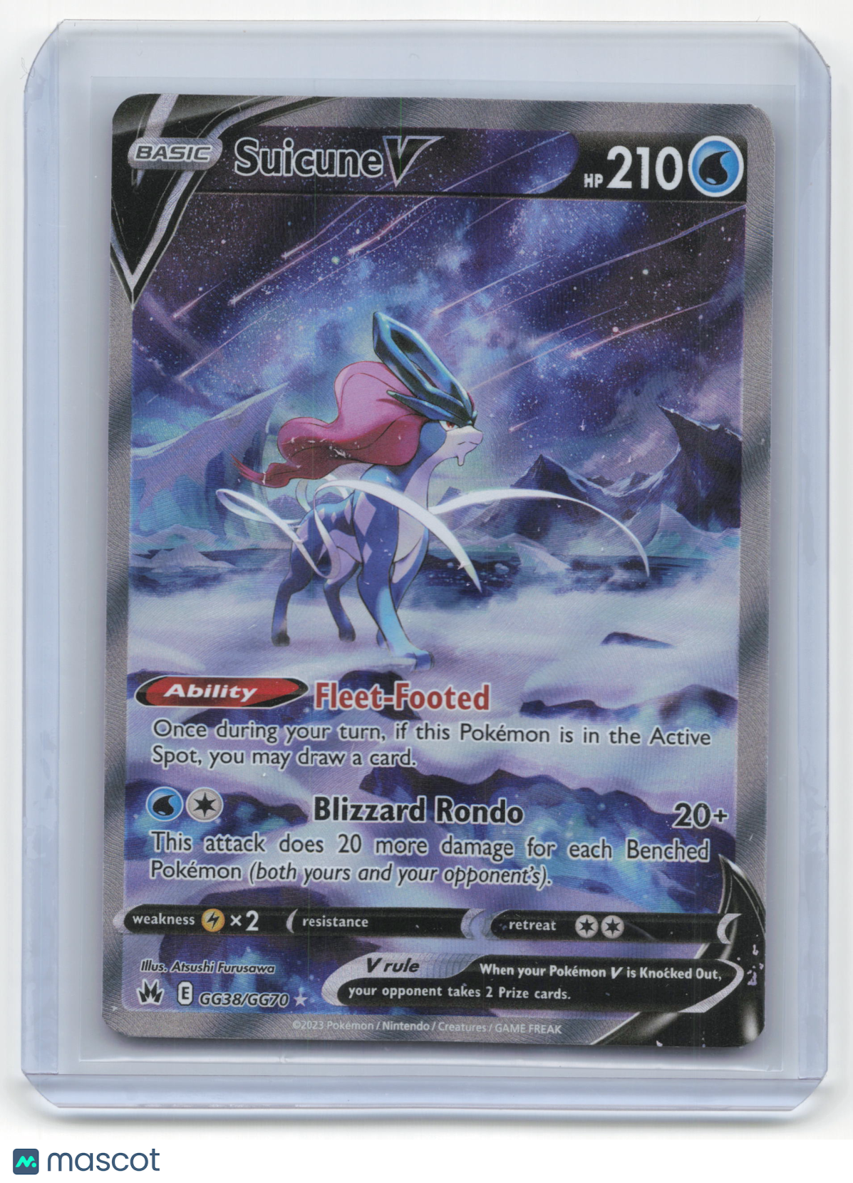 2023 Pokemon Suicune V Crown Zenith: Galarian Gallery #GG38/GG70 (Error)