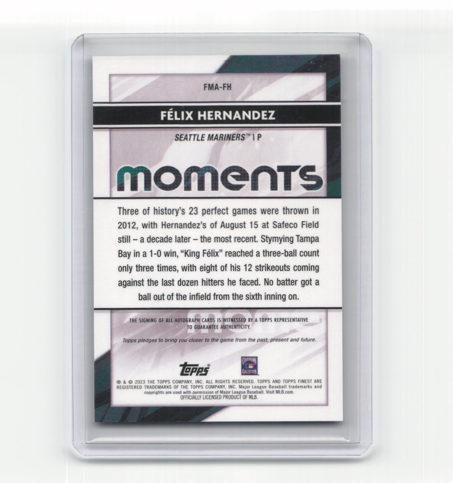 2023 Topps Finest Moments Baseball Félix Hernández Autograph 14/50 #FMA-FH