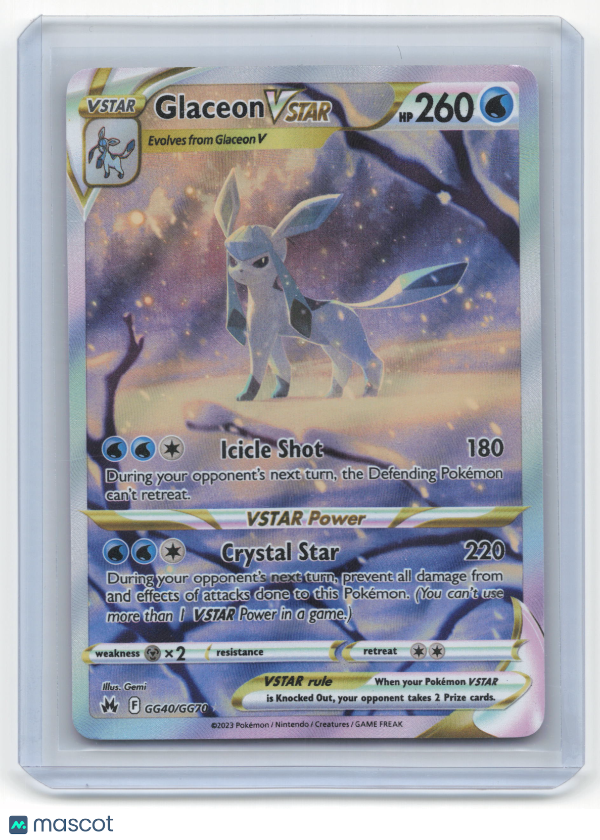 2023 Pokemon Glaceon VSTAR Crown Zenith: Galarian Gallery #GG40/GG70 NM