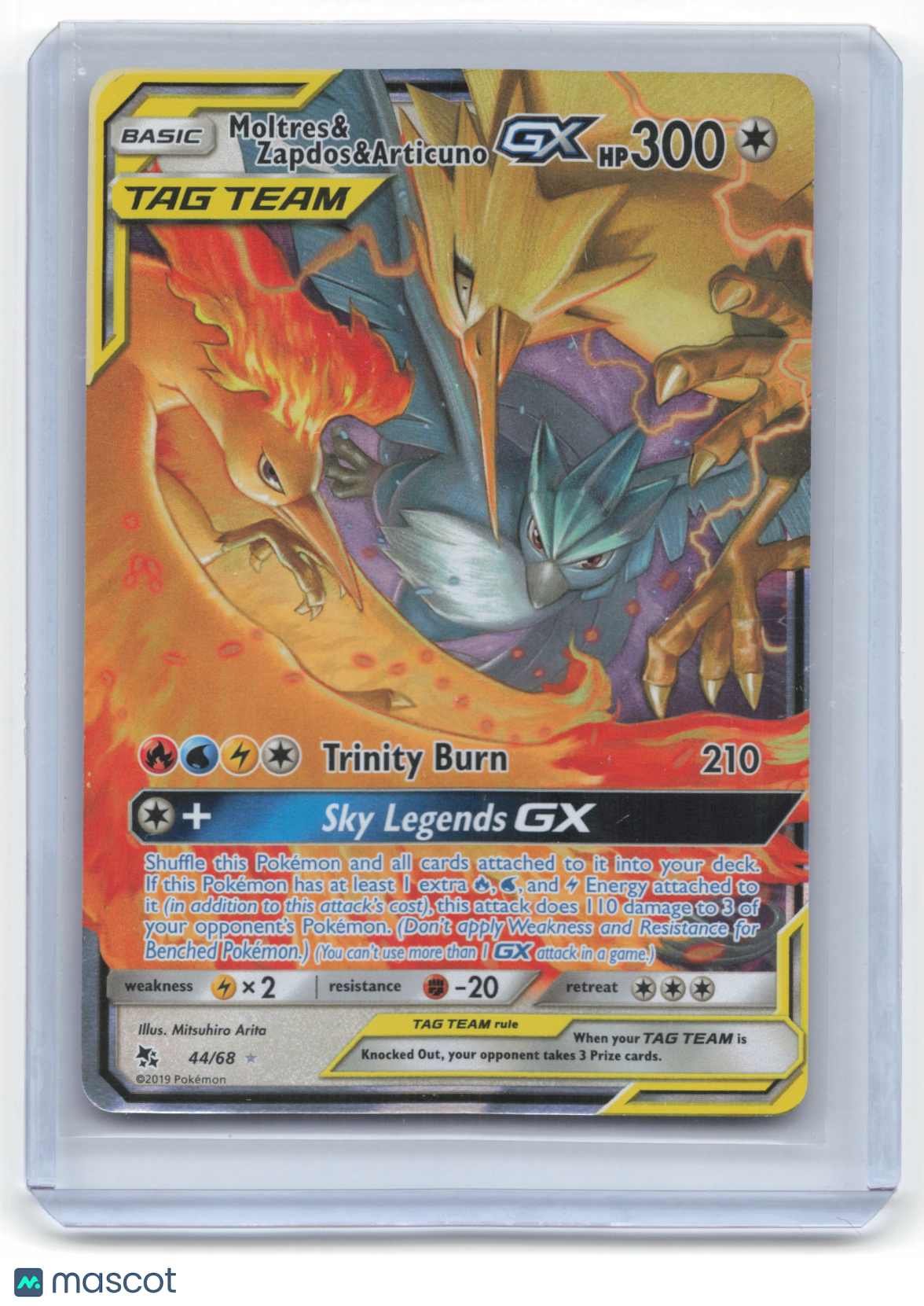 2019 Pokemon Moltres & Zapdos & Articuno GX Hidden Fates #44/68 NM