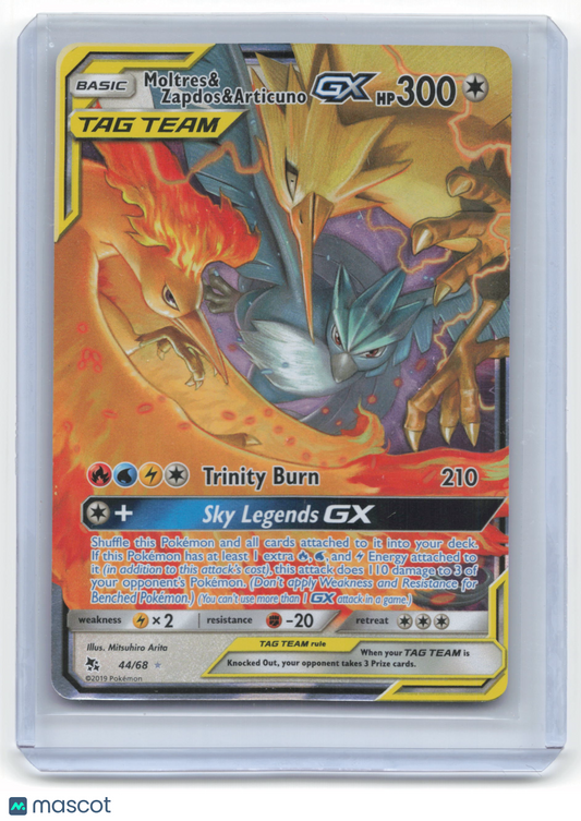 2019 Pokemon Moltres & Zapdos & Articuno GX Hidden Fates #44/68 NM