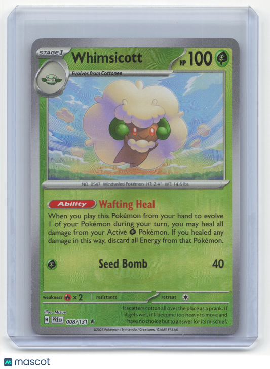 2025 Pokemon SV Whimsicott Prismatic Evolutions #008/131 Masterball Pattern NM