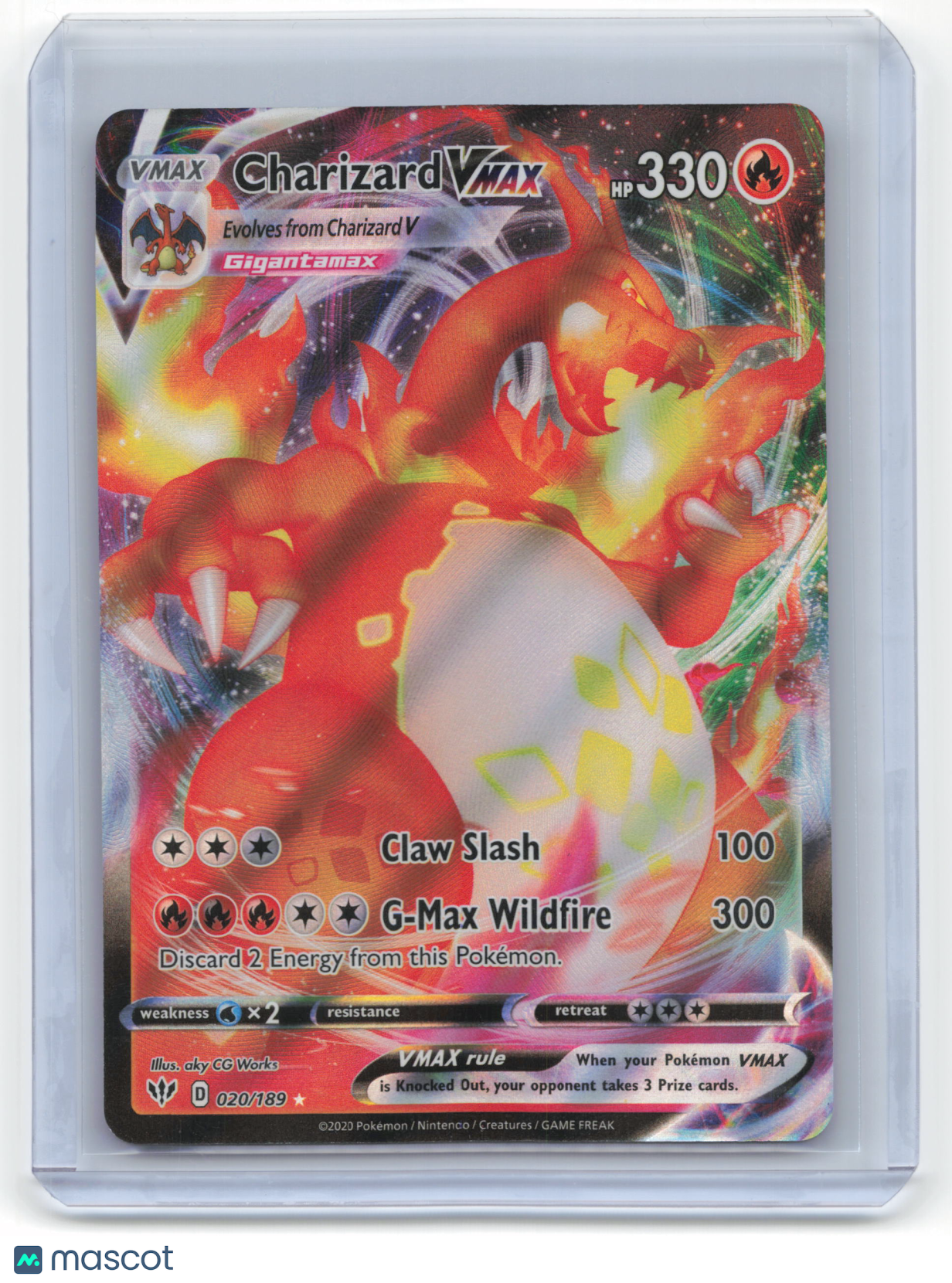 2020 Pokemon Charizard VMAX Darkness Ablaze #20/189 Near Mint