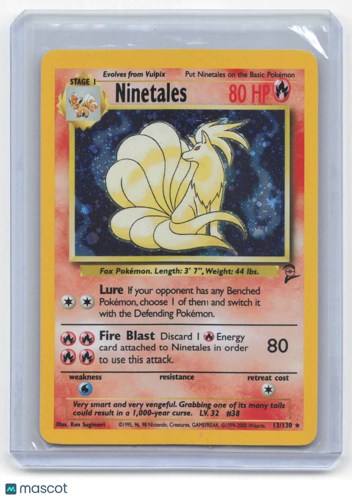 2000 Pokemon Ninetales Base Set 2 #13/130 Near Mint