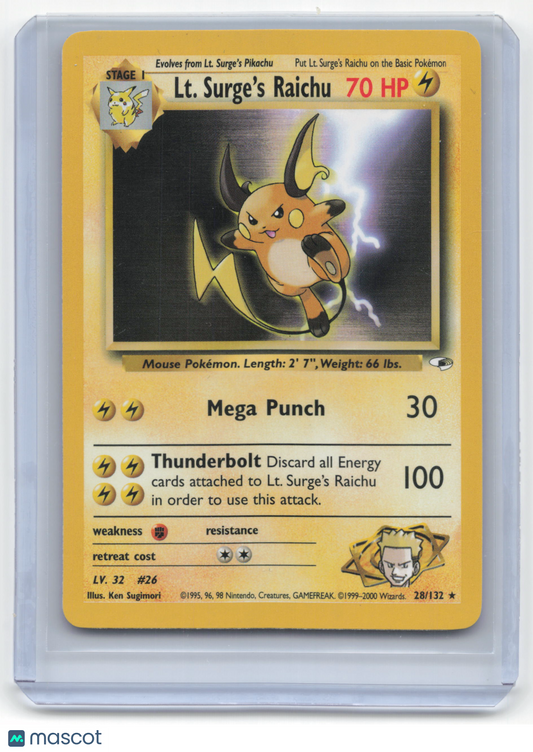 2000 Pokemon LT. Surge's Raichu Gym Challenge #28/132 Lightly Played