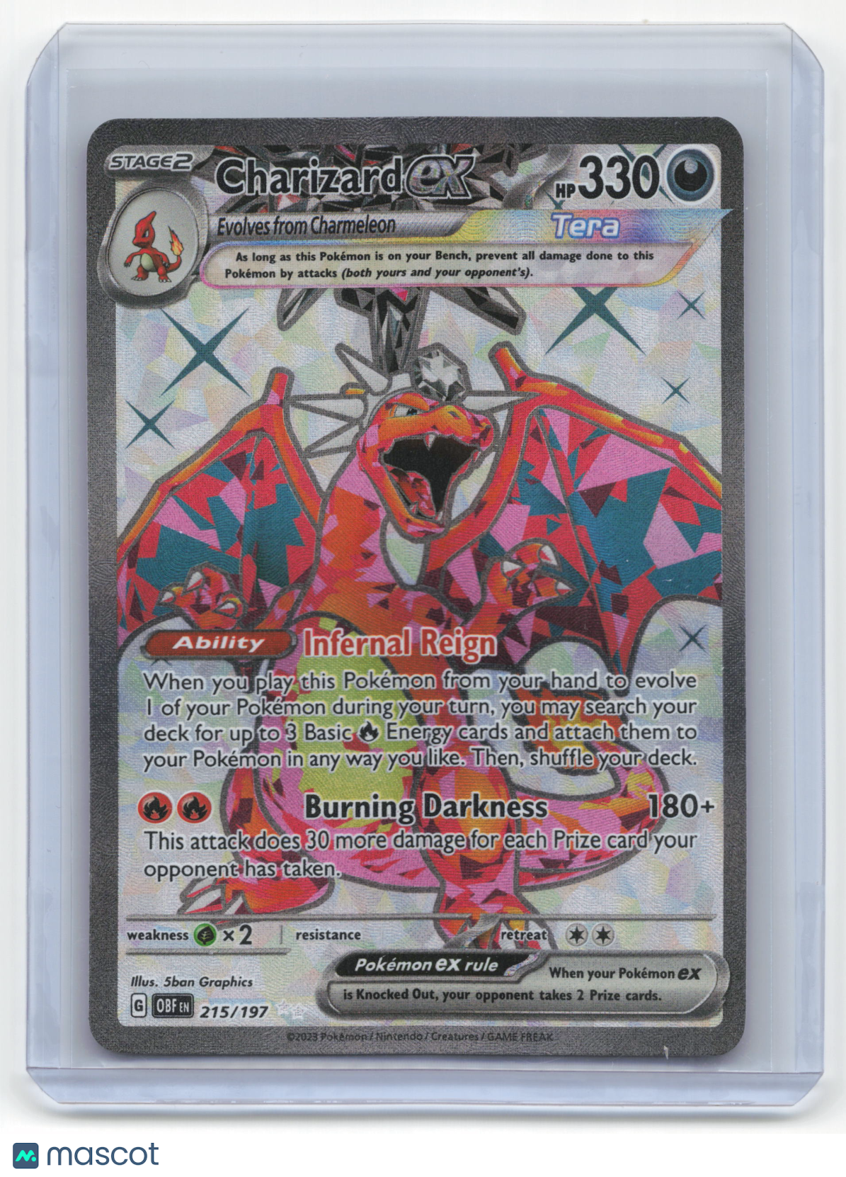 2023 Pokemon Charizard EX Obsidian Flames #215/197 Near Mint