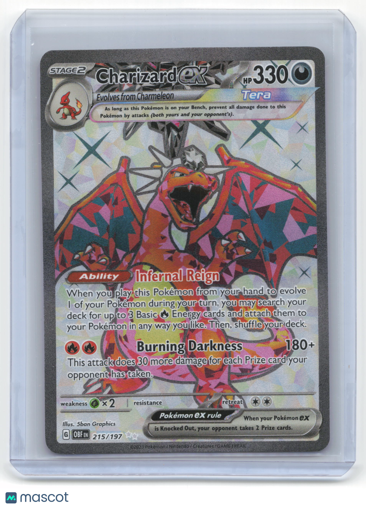 2023 Pokemon Charizard EX Obsidian Flames #215/197 Near Mint
