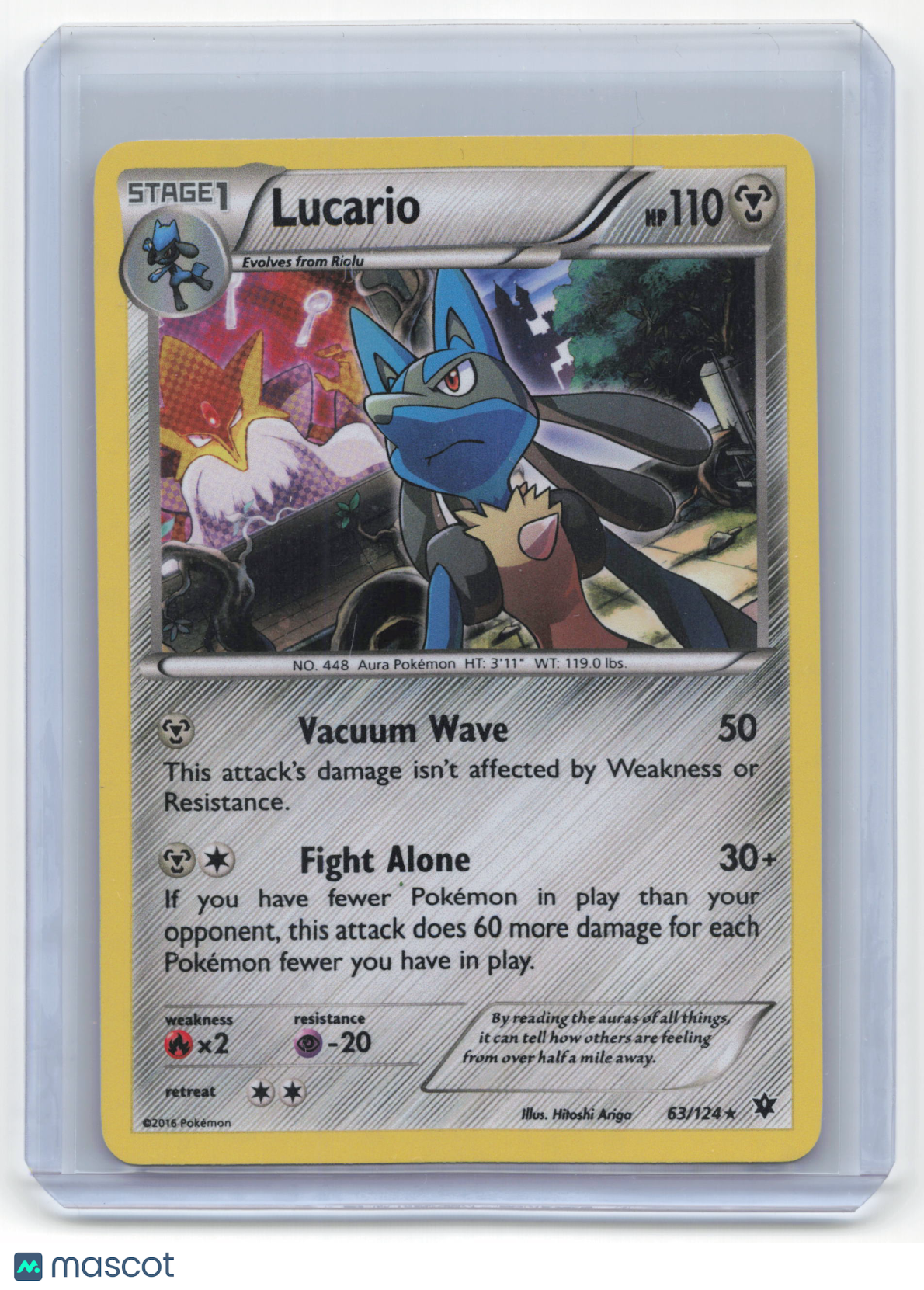 2016 Pokemon Lucario Fates Collide #63/124 NM Knock Out Collection (Cosmos Holo) - Papa Joey's Collectibles