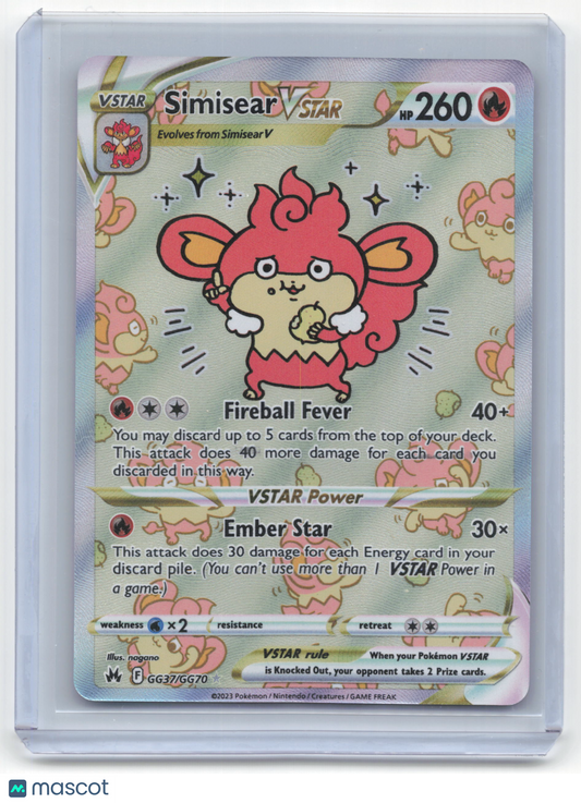 2023 Pokemon Simisear VSTAR Crown Zenith: Galarian Gallery #GG37/GG70 Holo NM