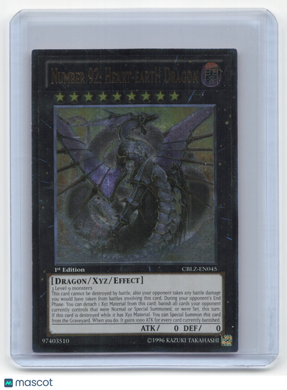 Yu-Gi-Oh! Number 92: Heart-eartH Dragon Cosmo Blazer UTR Foil #CBLZ-EN045 1st Ed