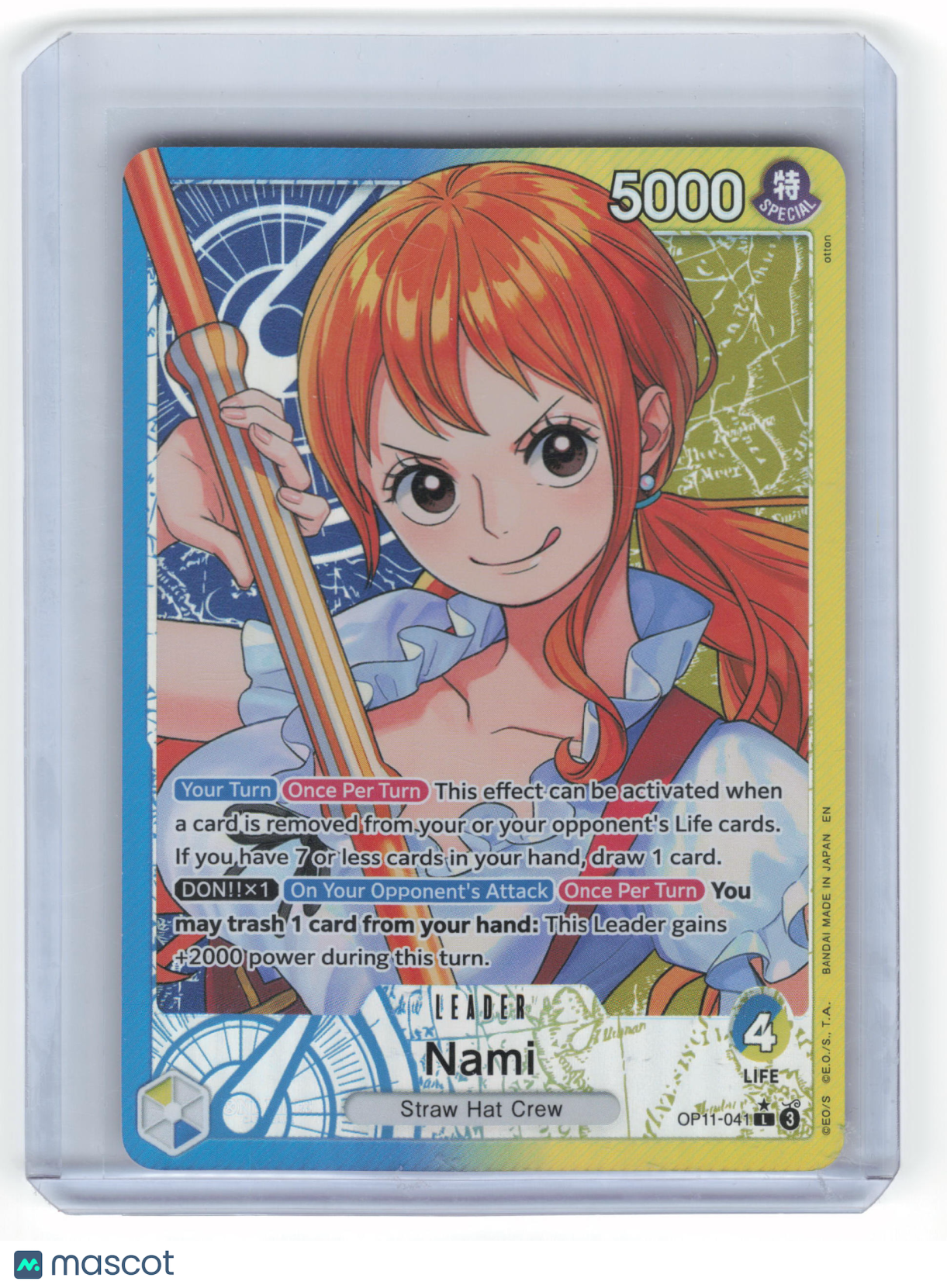 2025 One Piece Card Game Nami Fist of Divine Speed Leader Foil #OP11-041 NM