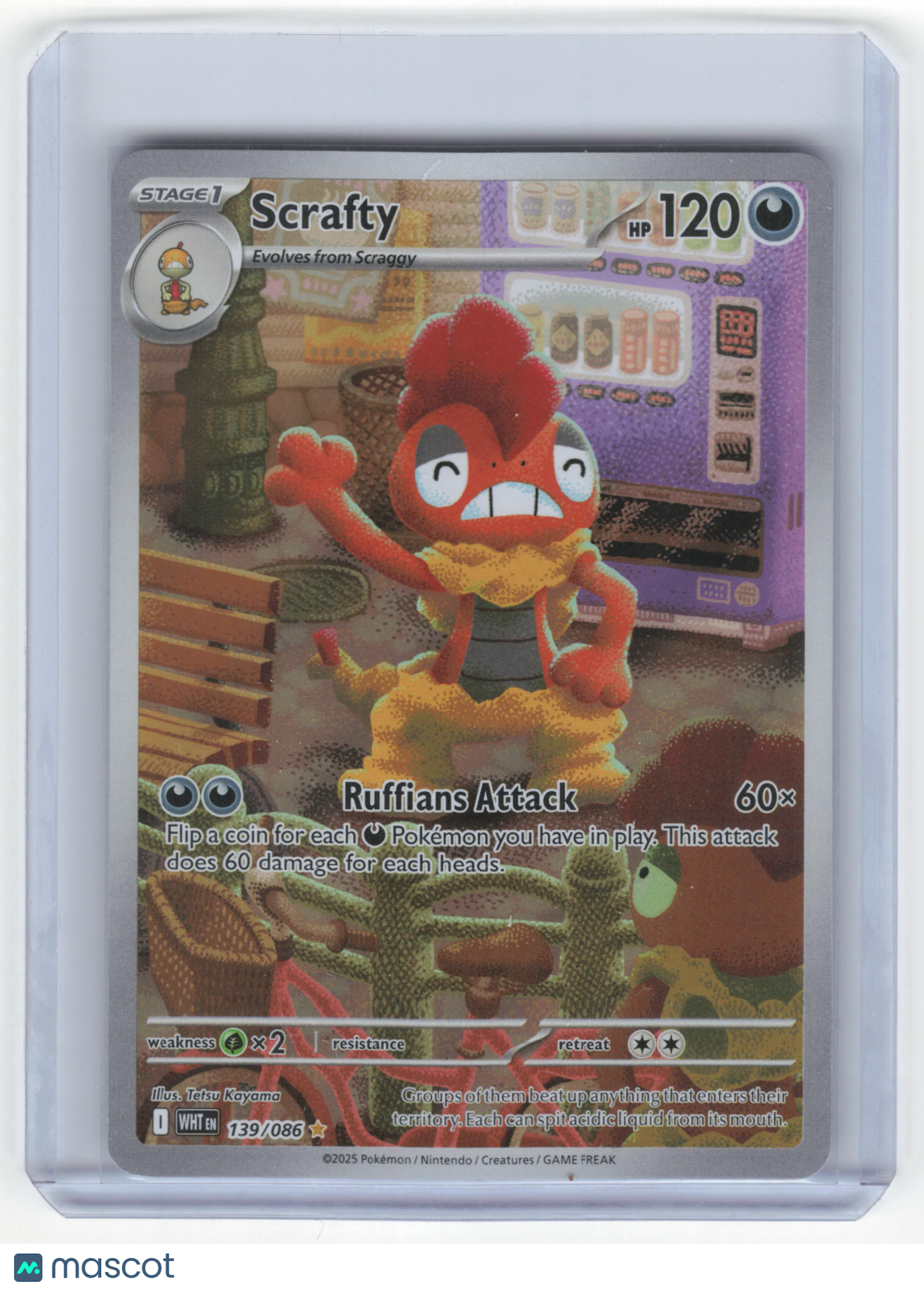 2025 Pokemon Scrafty White Flare Illustration Rare Holo #139/86 NM - Papa Joey's Collectibles
