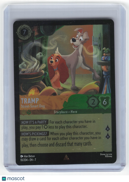 2025 Lorcana Tramp, Street-Smart Dog Archazia's Island Rare Cold Foil #10/204 NM