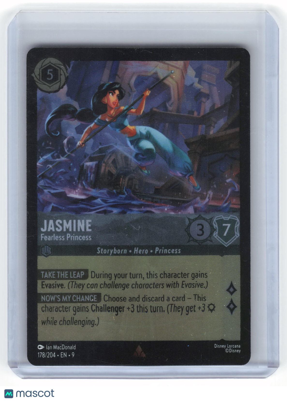 2025 Lorcana Jasmine, Fearless Princess Fabled Rare Cold Foil #178/204 Near Mint - Papa Joey's Collectibles