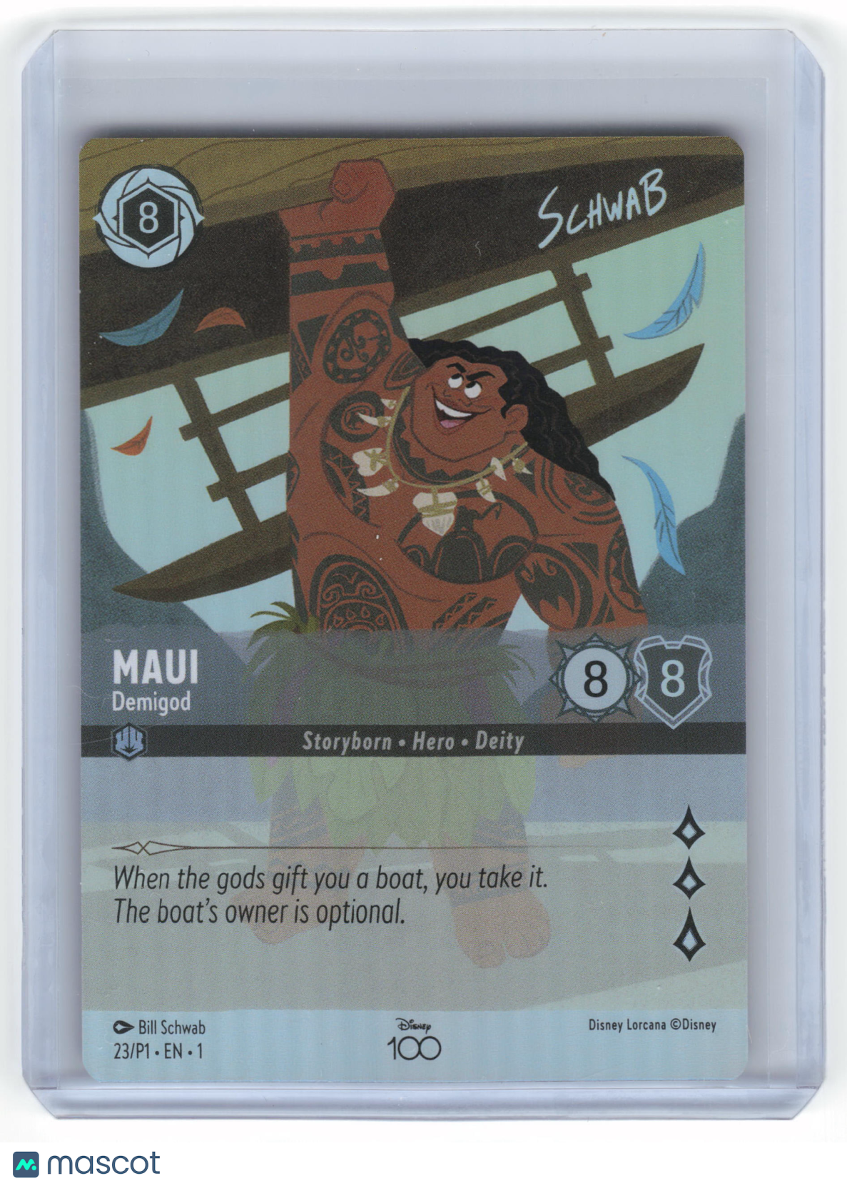 2023 Lorcana Maui, Demigod Disney100 Promo Holofoil #23/P1 (Alternate Art) NM - Papa Joey's Collectibles