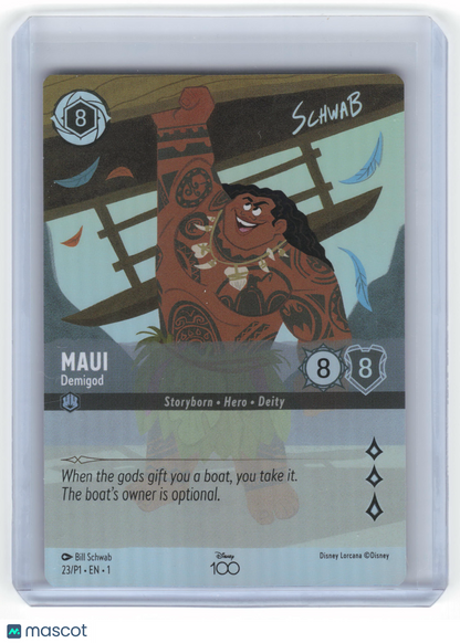 2023 Lorcana Maui, Demigod Disney100 Promo Holofoil #23/P1 (Alternate Art) NM