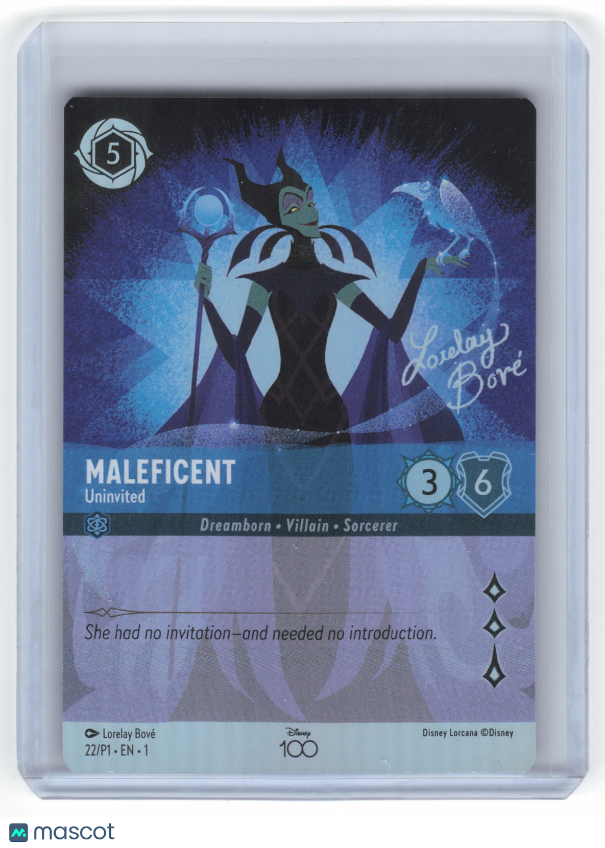 2023 Lorcana Maleficent, Uninvited Disney100 Promo Holofoil #22/P1 (Alt. Art) NM - Papa Joey's Collectibles
