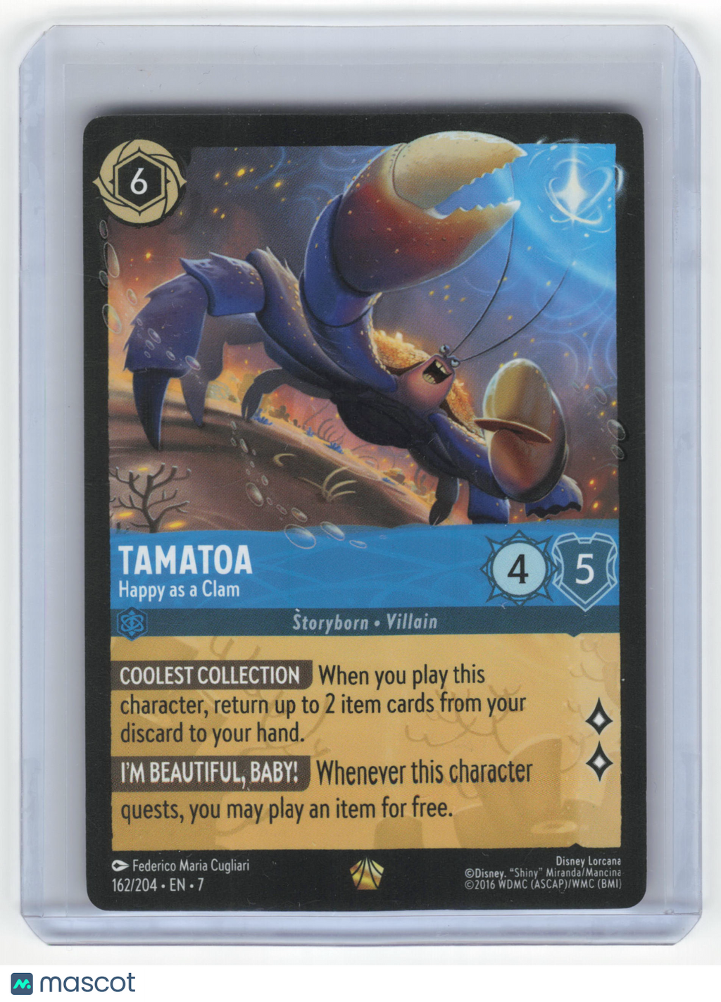 2025 Lorcana—Tamatoa, Happy as a Clam #162 Archazia's Island—Legendary Nonfoil