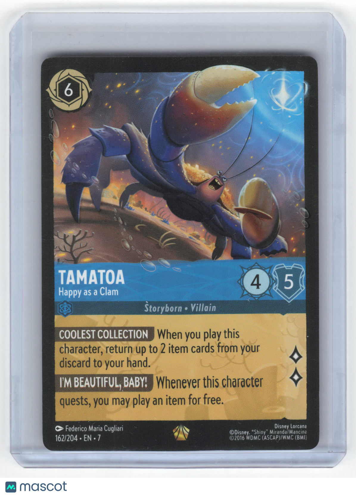 2025 Lorcana Tamatoa, Happy as a Clam #162 Archazia's Island Legendary Non-Foil