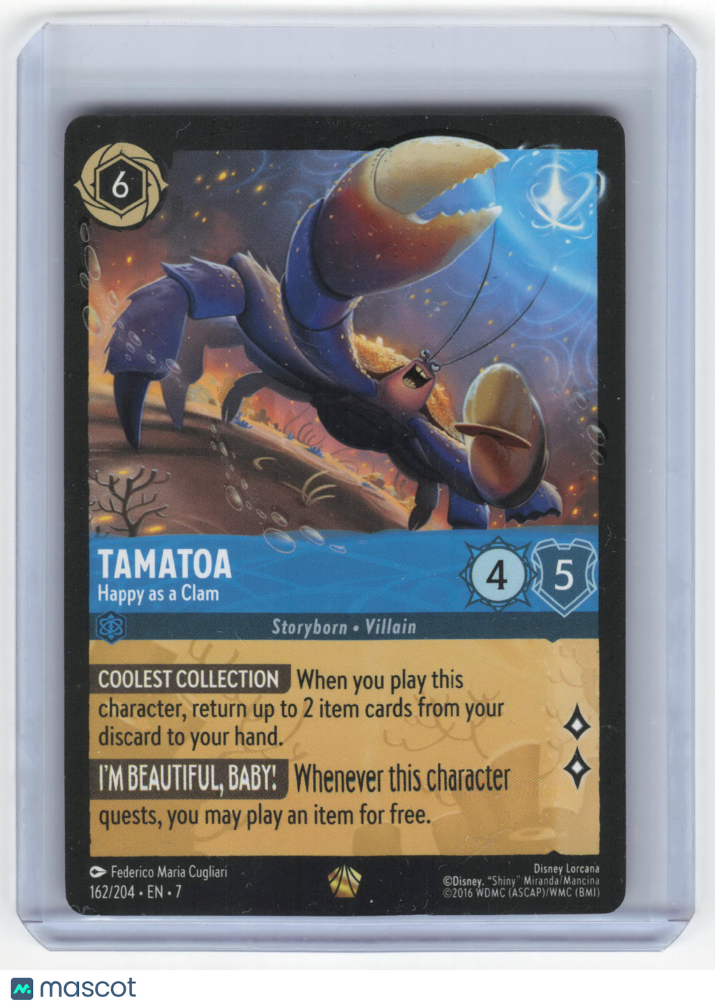 2025 Lorcana—Tamatoa, Happy as a Clam #162 Archazia's Island—Legendary Nonfoil