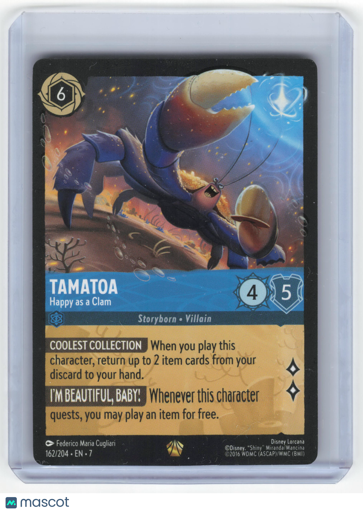 2025 Lorcana—Tamatoa, Happy as a Clam #162 Archazia's Island—Legendary Nonfoil