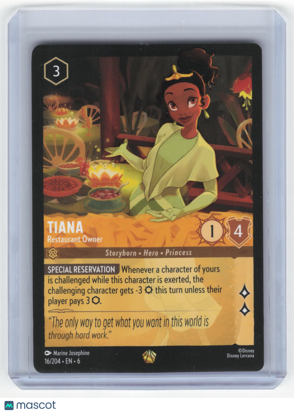 2024 Lorcana Tiana, Restaurant Owner Azurite Sea Legendary #16/204 Near Mint - Papa Joey's Collectibles