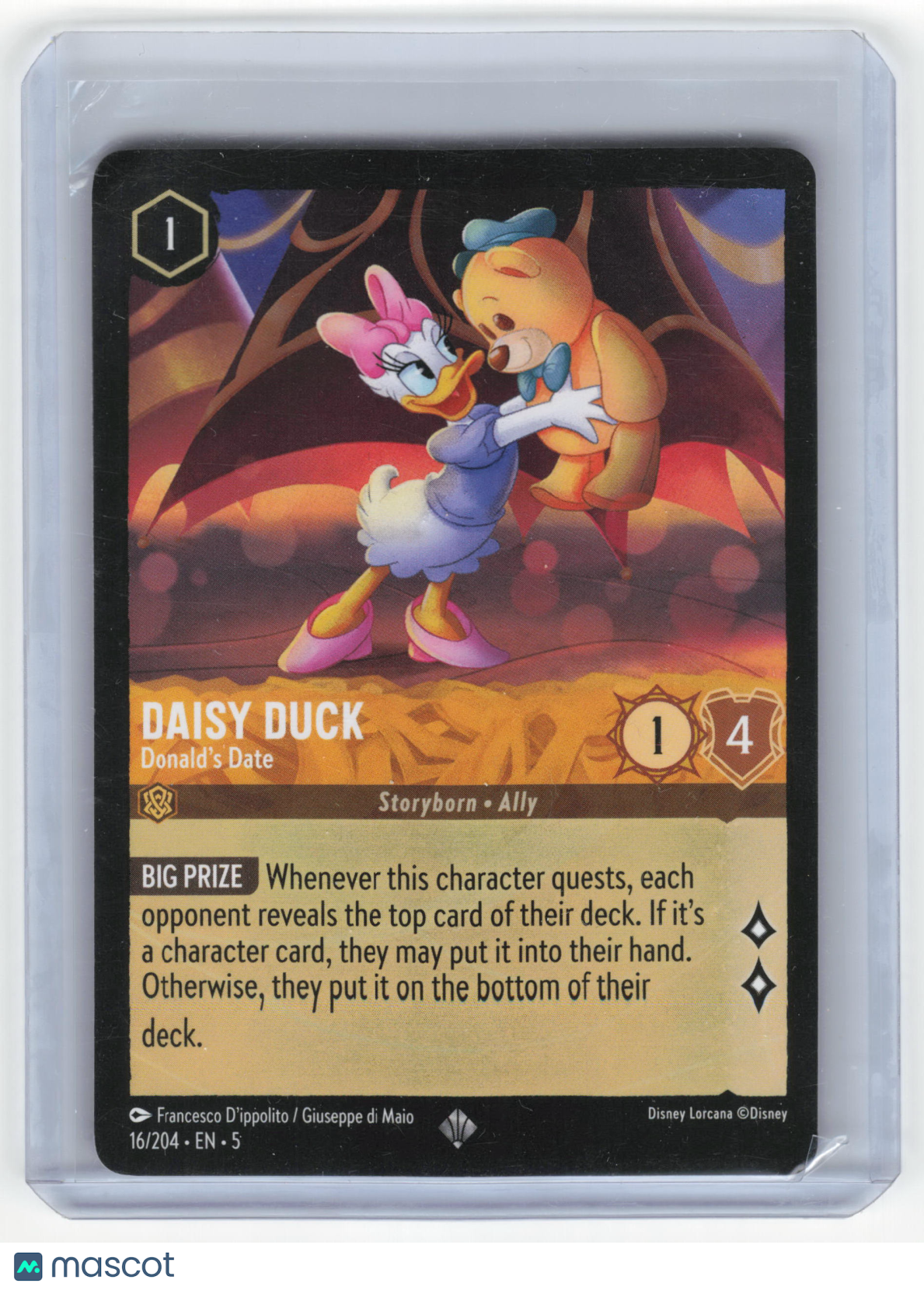 2024 Lorcana Daisy Duck, Donald's Date Shimmering Skies Super Rare #16/204 HP - Papa Joey's Collectibles