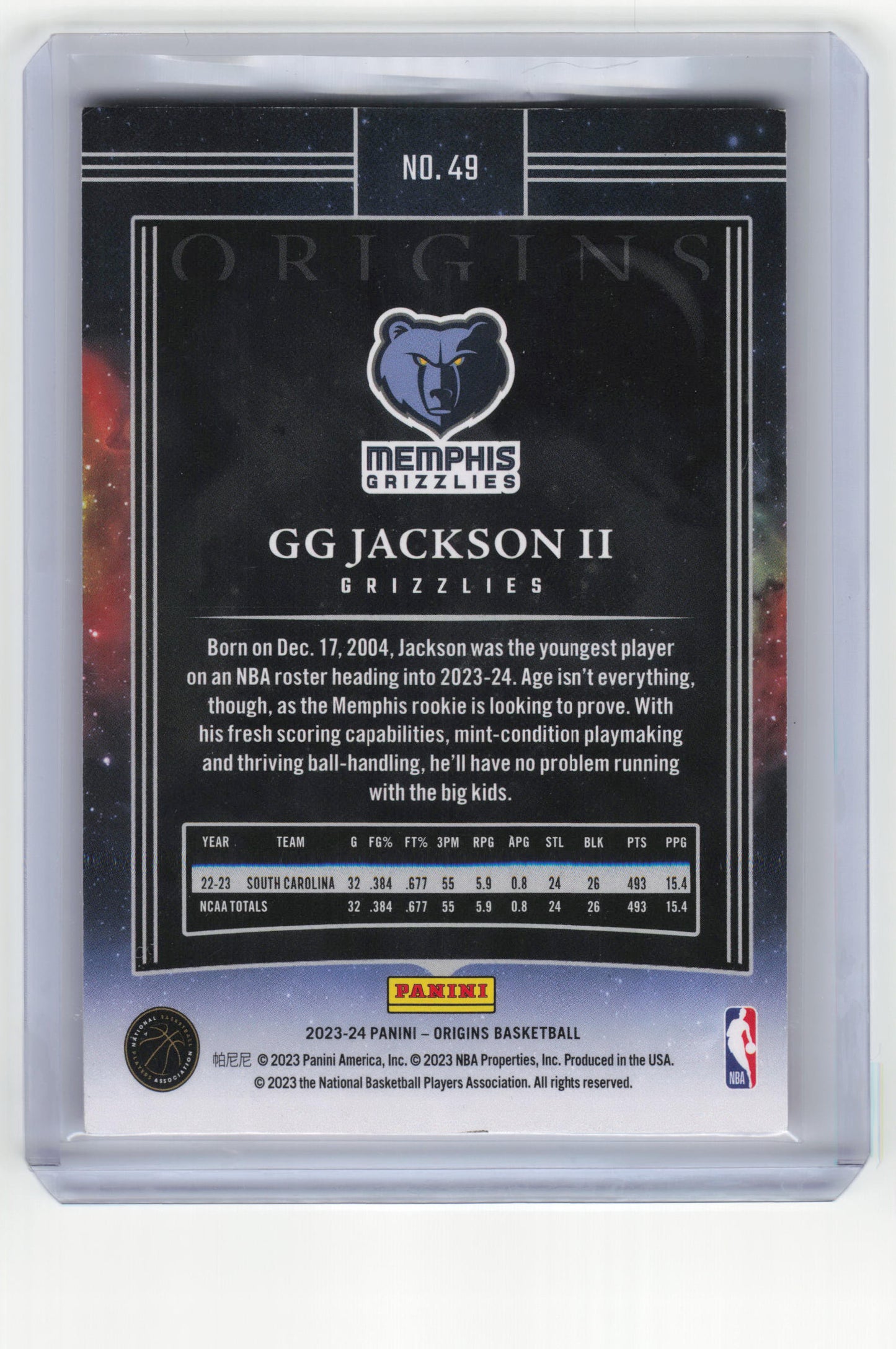 2023-24 Panini Origins Basketball GG Jackson II Rookie Near Mint 25/49 #49