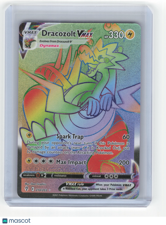 Pokemon Dracozolt VMAX 2021 Evolving Skies Secret Rare Holo #210/203 Near Mint - Papa Joey's Collectibles